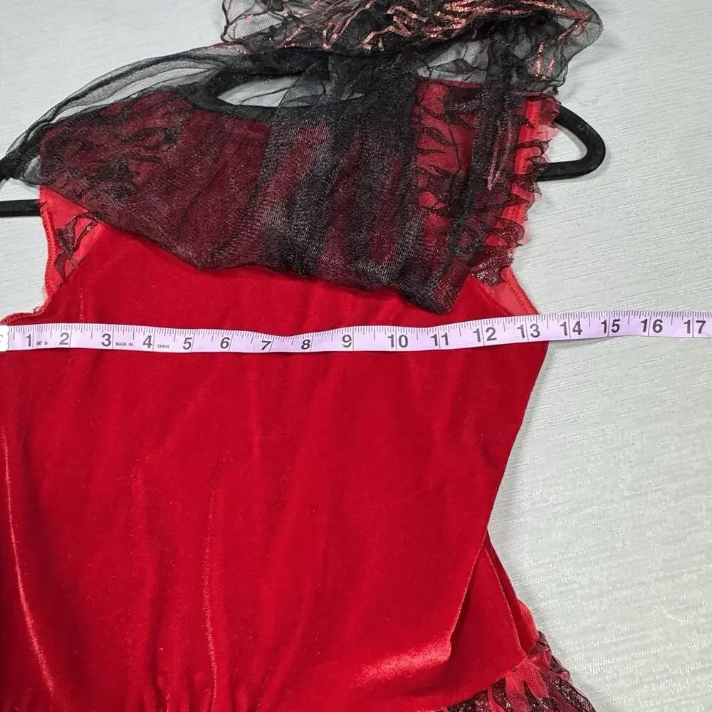 Spirit Girl's Dark Devil Halloween Costume Firey Red Dress & Cape Child Size XL